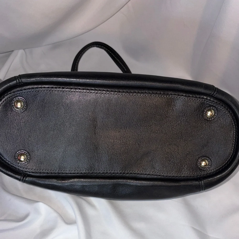 Coach Black Leather Tote with Gold Accents